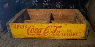 1969 Coca - Cola Yellow Wooden Soda Crate Drink 16 Oz Bottles Philadelphia