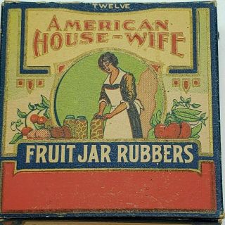 Vtg Advertising American House Wife Fruit Jar Rubbers Box Rings Canning - Kitchen