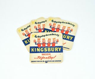 Set Of 4 1940s Wisconsin Sheboygan Kingsbury Beer Jingle Coaster | 3½ Inch