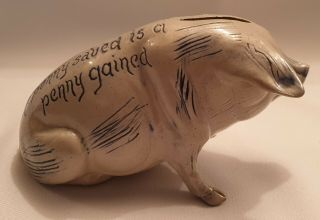 Victorian 1887 Pottery Seated Pig Money Box Christening Gift? - Nellie Bettison 2