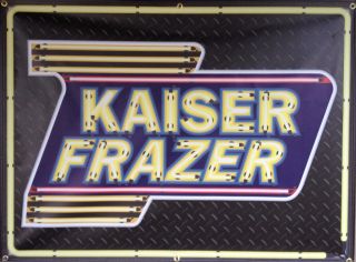 Kaiser Frazer Dealer Marquee Neon Effect Printed Banner Sign Garage Art 4 