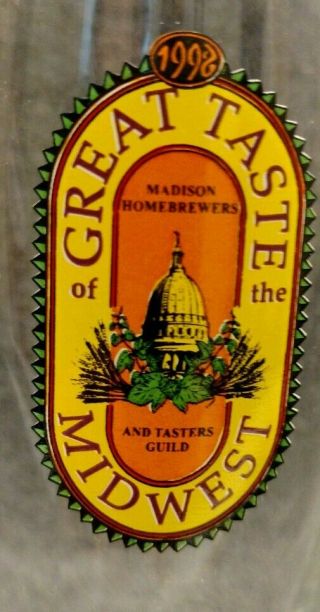 Euc 1998 Great Taste Of The Midwest Beer Tasting Glass 0.  2 L Liter Gold Rimmed