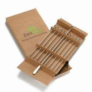 Zenlogy Stainless Steel Cocktail Picks Skewers (8 Pack) Extra Long 5 Inches