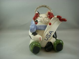 Annaco Creations Retired Whimsiclay Sports Cat Skier By Amy Lacombe 24012 Nib