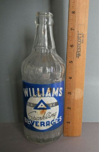 RARE Vintage ACL WILLIAMS GRADE Sparkling Beverages Soda Bottle 12 Oz Lexington 2