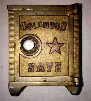 Antique Columbus Safe Co.  Bank - Cast Iron - - Very Good