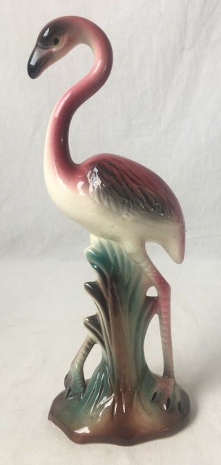 Vintage Pink Flamingo Figurine Unsigned Mid Century Modern 10 " Tall