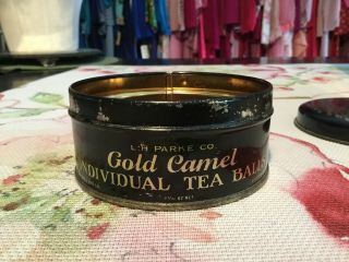 Vintage Tin Tea Box LH Parke Co Gold Camel Individual Tea Balls Pittsburgh 6