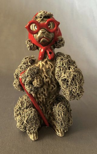 Vintage 1950s Spaghetti Art Female French Poodle Ceramic Figurine