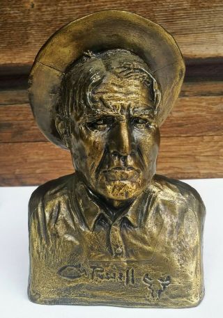 Vintage Banthrico Figural Bust Charles M.  Russell Northern Bank Of Sandy Montana
