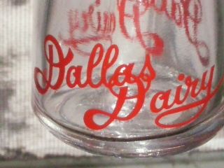 Vintage Dallas Pennsylvania Dairy Co.  Single Glass Creamer Milk Bottle