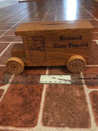 Richmond Times Dispatch Toystalgia 1980 Wooden Newpaper Delivery Truck Bank