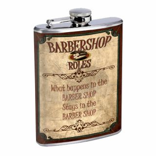 Vintage Barber Shop Signs D3 Flask 8oz Stainless Steel Hip Drinking Whiskey