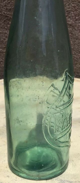 PRE PROHIBITION Falstaff Lemp St.  Louis Embossed Aqua Glass Beer Bottle 9 1/2 