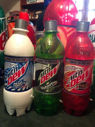 Mountain Dew Dewmocracy Trio Inflatable Bottles Over 3’ Tall Man Cave