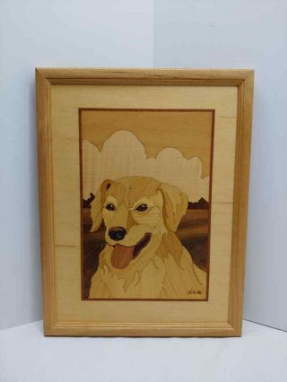 Hudson River Inlay Jeff Nelson " Golden Retriever " Dog Wood Artwork Picture L@@k