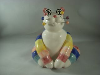Annaco Creations Retired Whimsiclay Cat Peace & Love By Amy Lacombe 21031 Nib