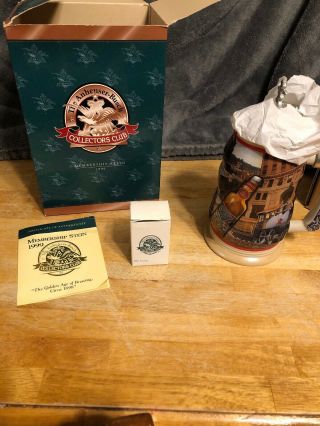 Rare 1999 Anheuser Busch Collector ' s Club Membership Stein With Mini Stein 5
