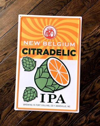 Belgium Brewing Citradelic Ipa Tin Metal Beer Sign Bar Mancave