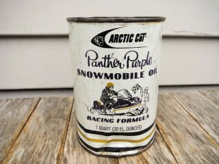 Vintage 1 Quart Arctic Can Panther Purple Snowmobile Oil Can Full Metal Nr