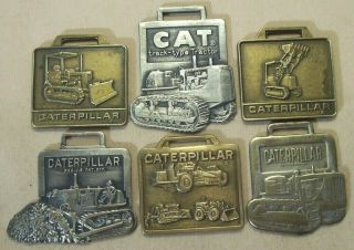 Vintage Caterpillar Construction Heavy Equipment 6 Advertising Pocket Watch Fobs