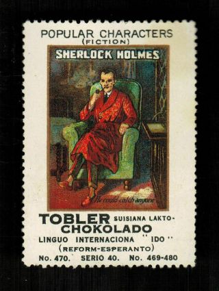 Sherlock Holmes 1922 Tobler Chocolate Poster Stamp Centered Card