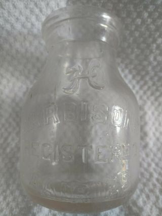 Vintage Antique Glass Milk Bottle Small Half Pint Harbison 