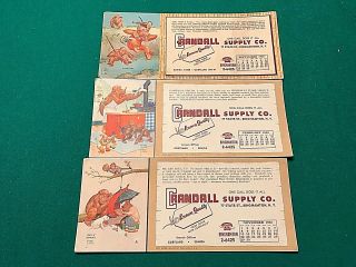 3 1952 1953 Crandall Supply Co.  Binghamton,  N.  Y.  Calendar Monkey Ink Blotters