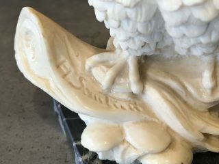 2 Marble Owl Bookends Sculptor A Santini Italy Classic Figures Alabaster Vtg Set 4