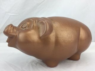 Vintage Gold Plastic Pig Piggy Bank 13” X 6” Piglet Sow Coin