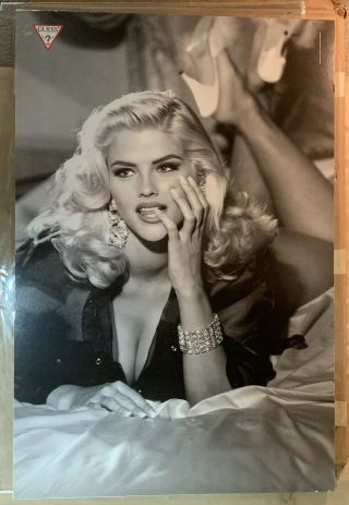 Vintage Print Ad 1993 Anna Nicole Smith Photo Guess Jeans By Paul Marciano 24x36
