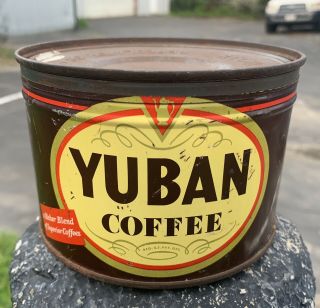 Antique / Vintage Yuban Coffee Tin Vtg 1 Lb Can