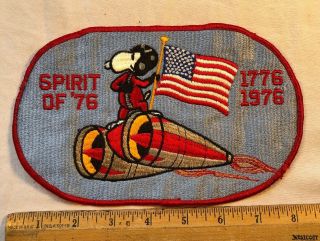 Vintage 1976 Snoopy Spirit Of 76 Embroidered Patch Peanuts Gang Sew On Large 8x5