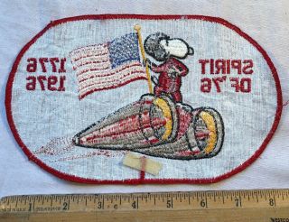 Vintage 1976 Snoopy Spirit Of 76 Embroidered Patch Peanuts Gang Sew On Large 8x5 2