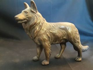 Old Vintage Collectible Brass Collie Paper Weight Brass Dog