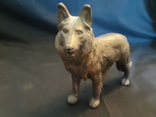 Old Vintage Collectible Brass Collie Paper Weight Brass dog 2