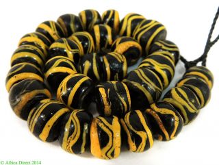 30 Rattlesnake Venetian Trade Beads Yellow And Black African Was $150.  00