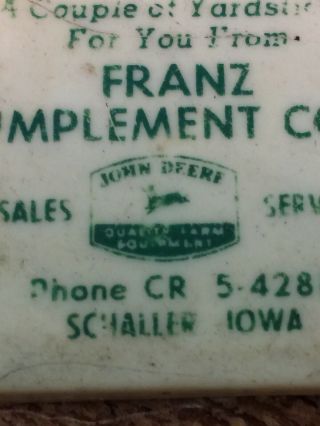 Vintage John Deere Dealer ADVERTISING Tape Measure Franz Implement Schaller Iowa 2