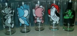 Vintage 1975 Pepsi/mgm Drinking Glasses Tom,  Jerry,  Tuffy,  Droopy,  Etc