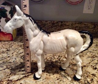 Cast Iron Horse Still Bank Piggy Vintage Antique White Stallion Detailed