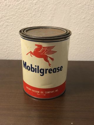 Vintage Mobilgrease Mobil Oil Pegasus Flying Horse One Pound Metal Grease Can