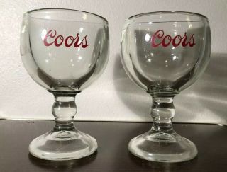 Vintage Large 16 Oz Coors Heavy Stemmed Glass Beer Goblets