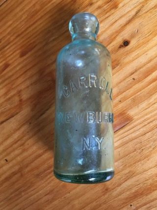 Antique,  Green Glass,  Blob Top,  Beer Bottle,  Embossed,  Carroll Newburgh,  N.  Y.