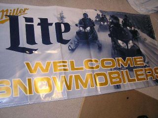 Very Cool Miller Lite Beer Banner Pub Man Cave Welcome Snowmobile