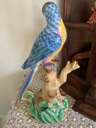 Lovely Blue & Yellow Parakeet Parrot Tropical Bird Statue 3