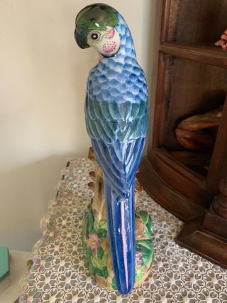 Lovely Blue & Yellow Parakeet Parrot Tropical Bird Statue 4