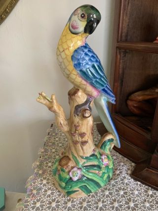 Lovely Blue & Yellow Parakeet Parrot Tropical Bird Statue 5