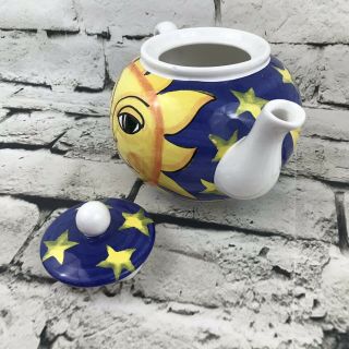 STARBUCKS COFFEE CO.  TEAPOT LARGE ITALY Pottery Celestial Stars Moon 3