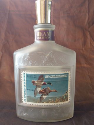 Vintage Jim Beam Frosted Duck Stamp Series Decanter
