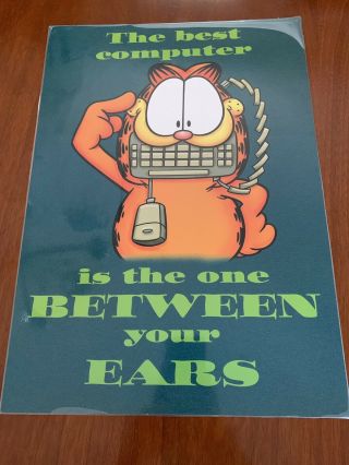 Vtg.  Garfield The Cat Poster By Argus 13.  5 " X19 " Computer Brain Classroom Teacher